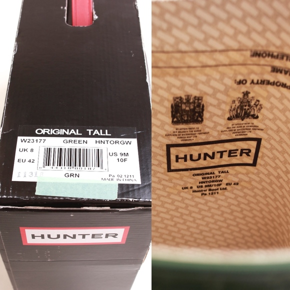 Hunter Green Original Tall Rain Boots 10F w/ Socks - Picture 8 of 8